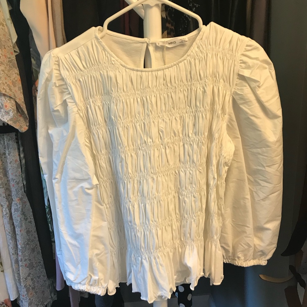White smocked top from Mango - NWT